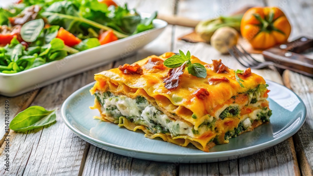 Delicious Pumpkin Spinach Lasagne with Blue Cheese & Salad - Autumn Recipe Delicious Pumpkin Spinach Lasagne with Blue Cheese & Salad - Autumn Recipe