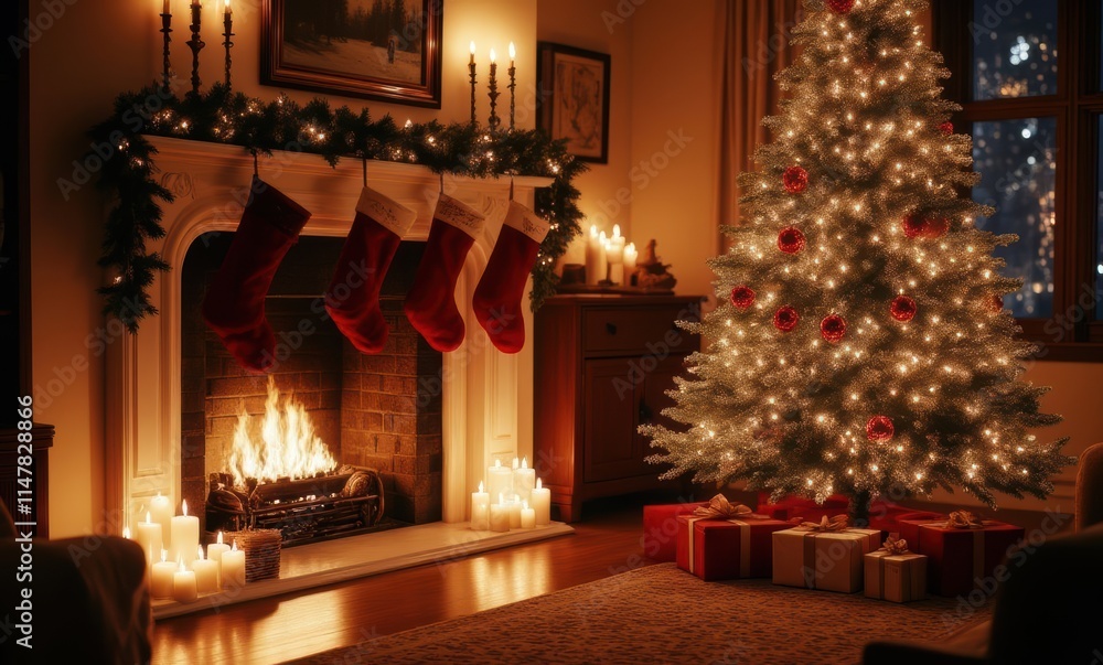 Cozy holiday living room scene Cozy holiday living room scene
