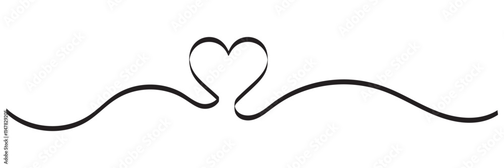Single doodle heart continuous wavy line art drawing on white background. Single doodle heart continuous wavy line art drawing on white background.