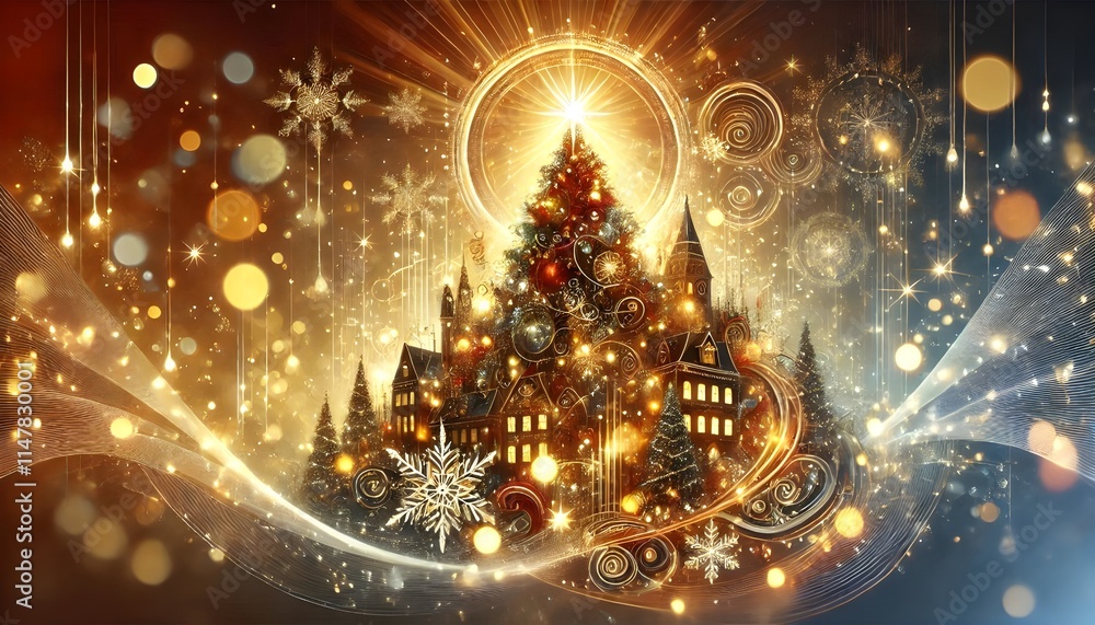 A Abstract Christmas banner or greeting card background with Christmas Tree Light; A Abstract Christmas banner or greeting card background with Christmas Tree Light;