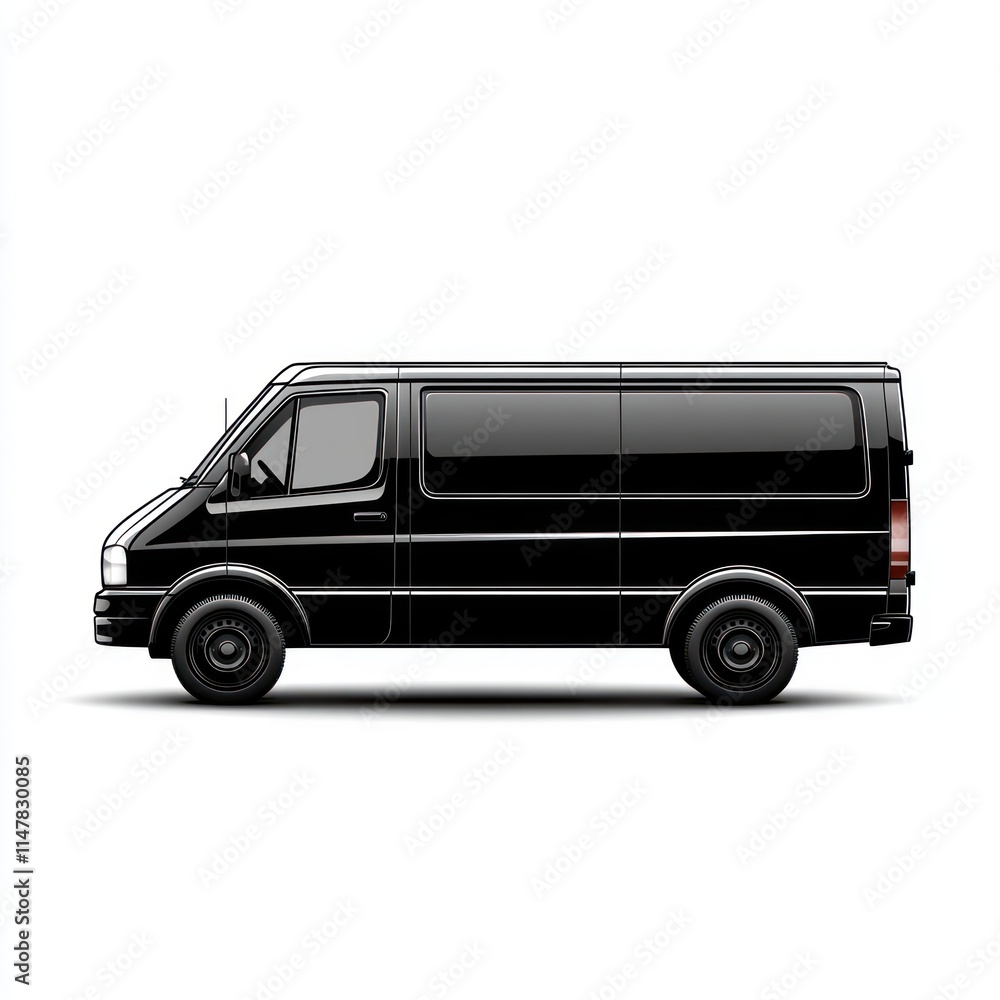 Black cargo van isolated on white background. Black cargo van isolated on white background.