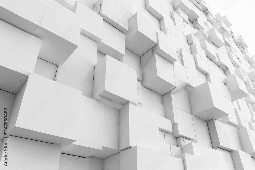 Fototapeta premium Abstract white cube wall background.