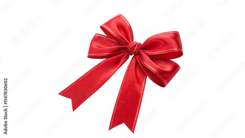 Red bow for gift box isolated on a transparent background Red bow for gift box isolated on a transparent background
