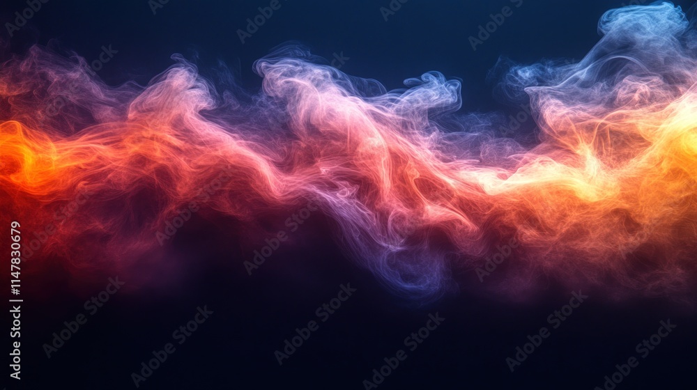 Fototapeta premium Abstract colorful smoke, dark background.