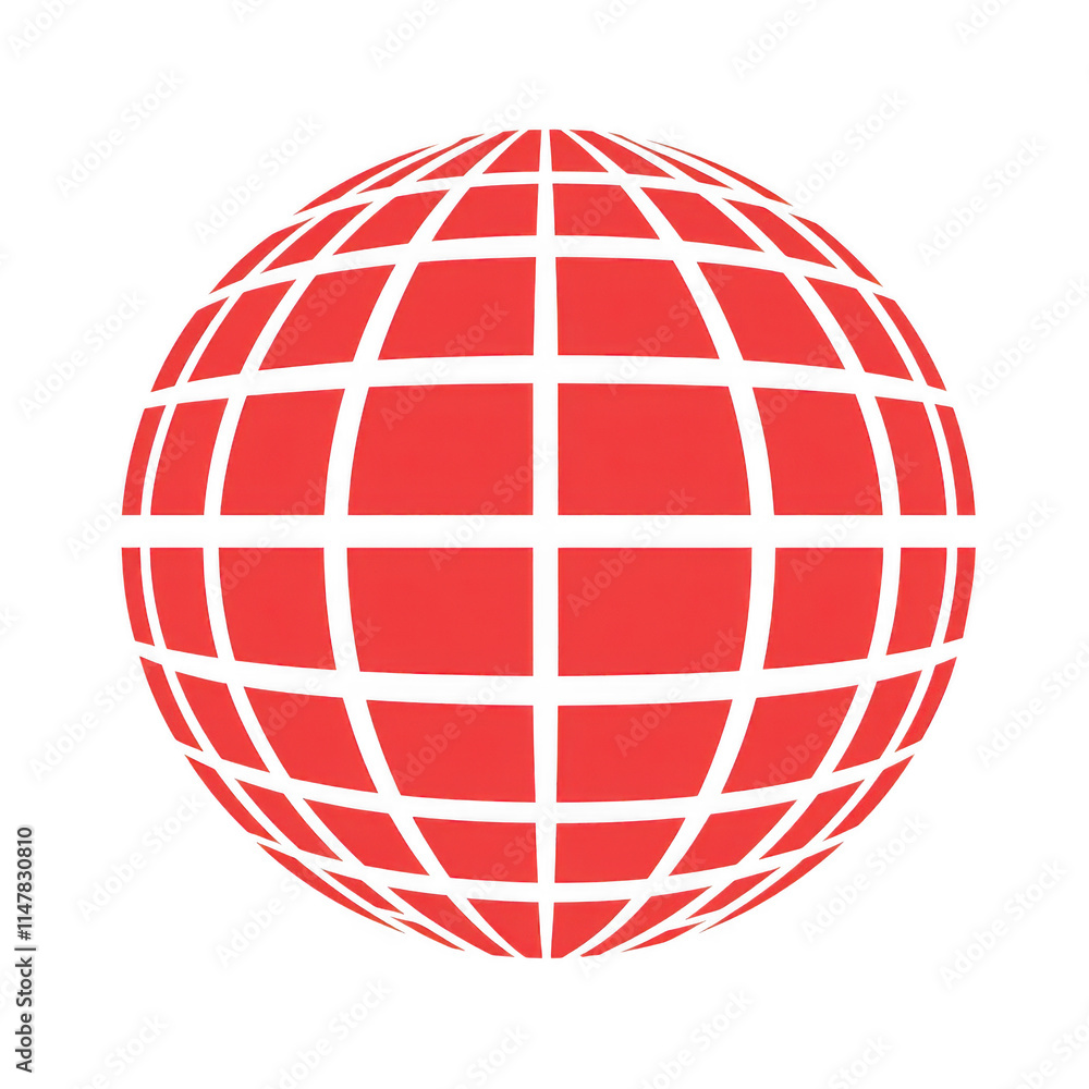 Red icon of Globe isolated on a transparent background Minimalist flat icon, vector logo style sign clipart on a no background png Red icon of Globe isolated on a transparent background Minimalist flat icon, vector logo style sign clipart on a no background png