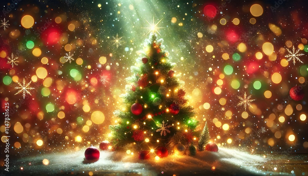 A Abstract Christmas banner or greeting card background with Christmas Tree Light; A Abstract Christmas banner or greeting card background with Christmas Tree Light;