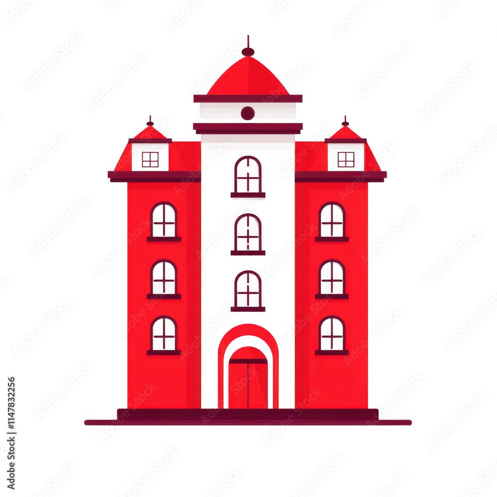 Red icon of Hotel isolated on a transparent background Minimalist flat icon, vector logo style sign clipart on a no background png Red icon of Hotel isolated on a transparent background Minimalist flat icon, vector logo style sign clipart on a no background png