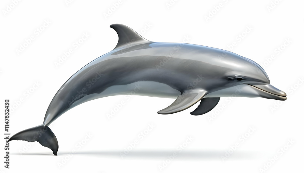 Obraz premium Majestic Bottlenose Dolphin Leaping Gracefully Through Water: A Stunning 3D Render