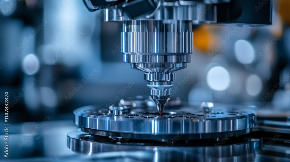 Precision machining process in a high-tech manufacturing environment. Precision machining process in a high-tech manufacturing environment.