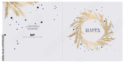  2025 logo and premium wish card with leaf style. Happy new Year.