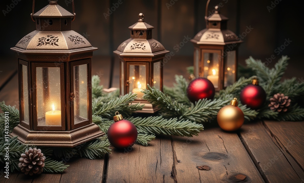 Festive lanterns and holiday ornaments Festive lanterns and holiday ornaments
