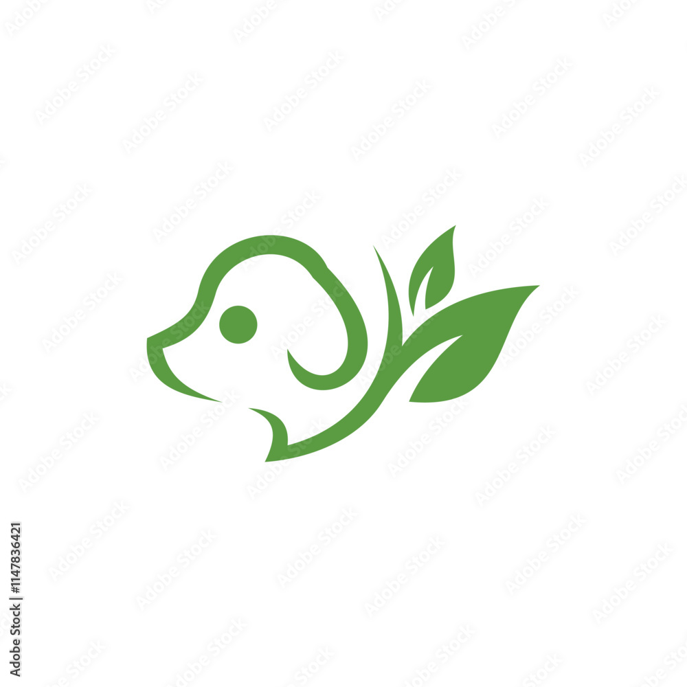 Fototapeta premium Dog Leaf Nature Ecology Modern Simple Icon Logo