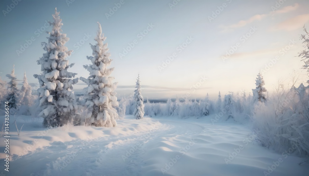 Winter Wonderland: Snow-Covered Pines in a Frosty Forest Winter Wonderland: Snow-Covered Pines in a Frosty Forest