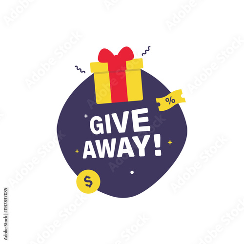 Give Away Banner Vector Illustration. Give Away Offer Concept Design