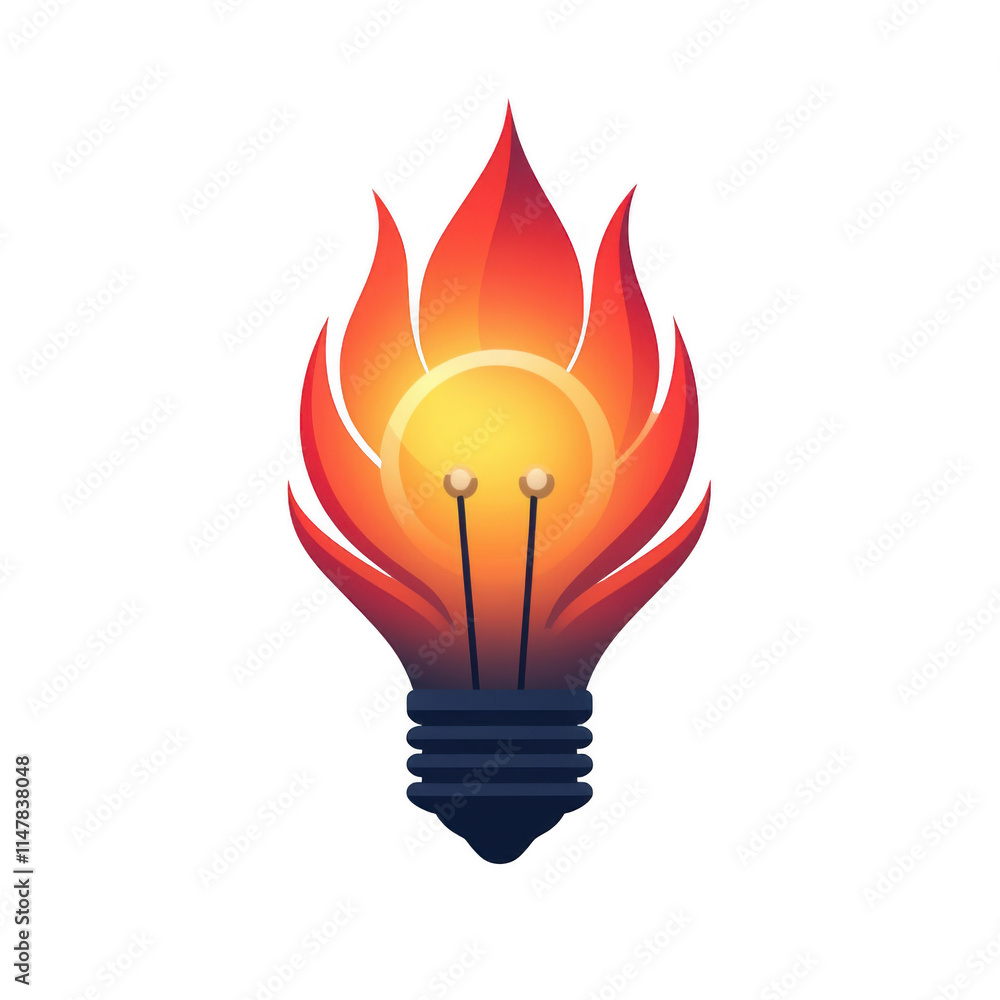 Red icon of Lightbulb with flames isolated on a transparent background Minimalist flat icon, vector logo style sign clipart on a no background png Red icon of Lightbulb with flames isolated on a transparent background Minimalist flat icon, vector logo style sign clipart on a no background png