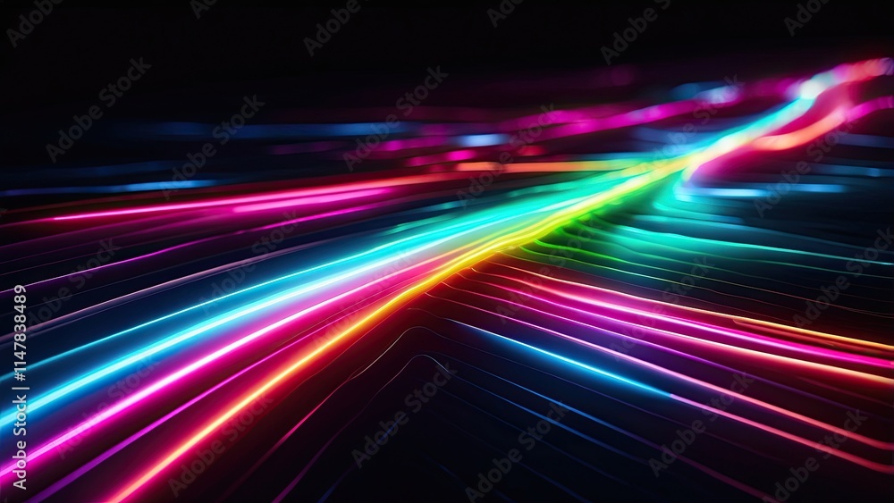 Bright Light Streaks Producing a Neon Effect on a Dark Background Bright Light Streaks Producing a Neon Effect on a Dark Background