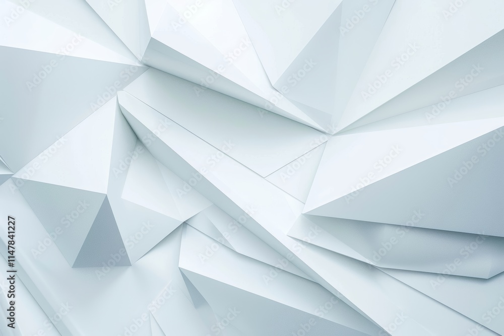Obraz premium Abstract white geometric pattern with sharp angles and textured surface.