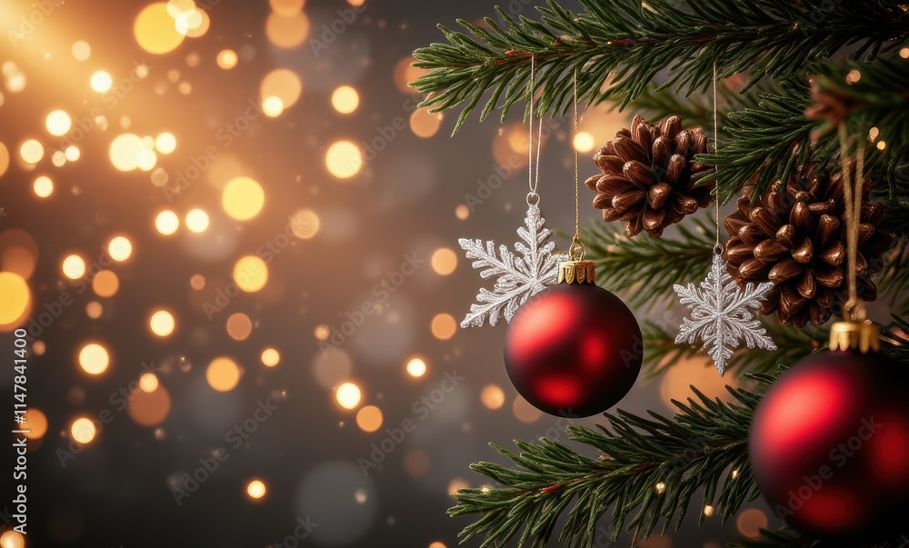 Christmas decorations with ornaments and lights Christmas decorations with ornaments and lights