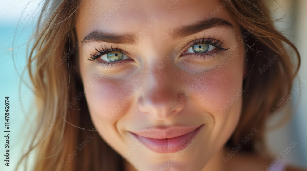 close-up portrait of a beautiful woman on the beach close-up portrait of a beautiful woman on the beach