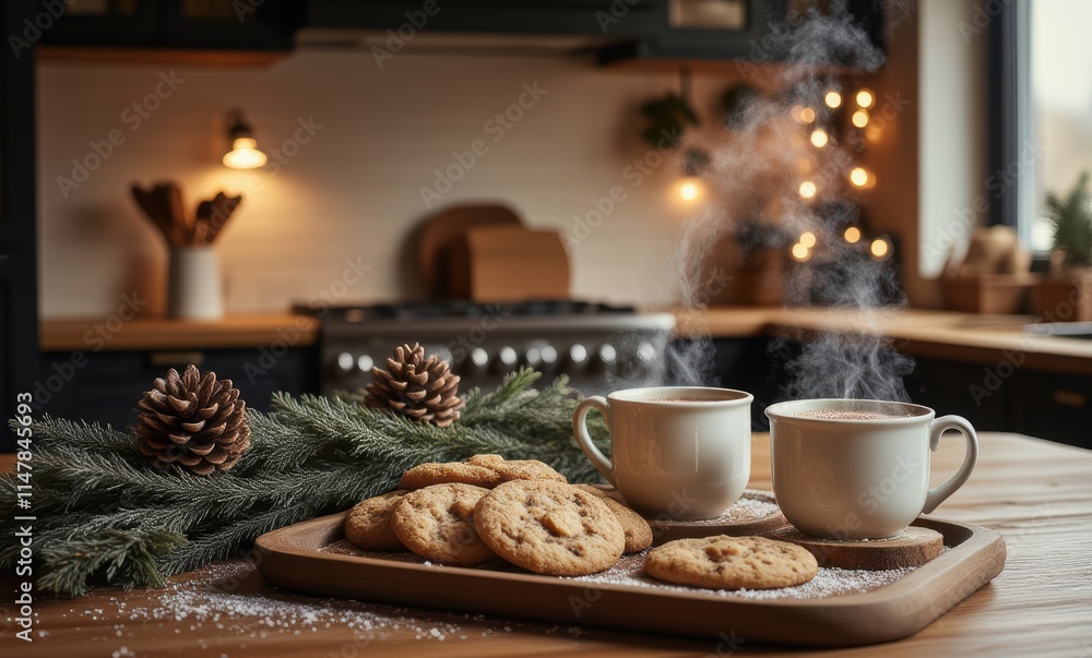 Cozy kitchen with cookies and hot cocoa Cozy kitchen with cookies and hot cocoa