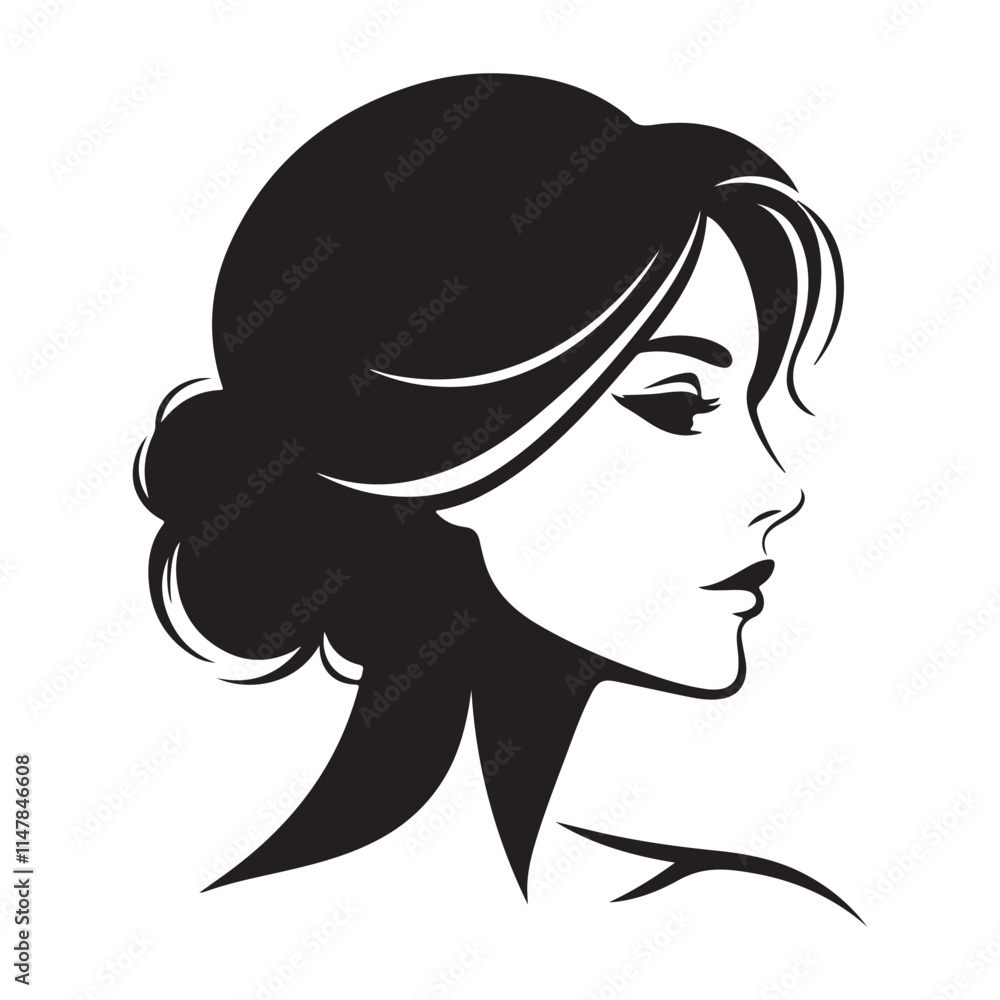 Elegant Woman Silhouette Profile Artistic Illustration Elegant Woman Silhouette Profile Artistic Illustration