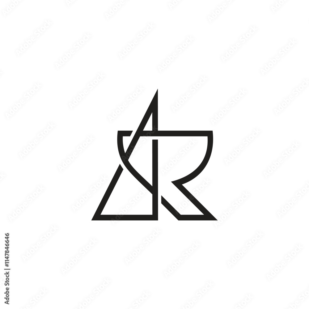 letters ar linked triangle thin lines overlap ruler logo vector letters ar linked triangle thin lines overlap ruler logo vector
