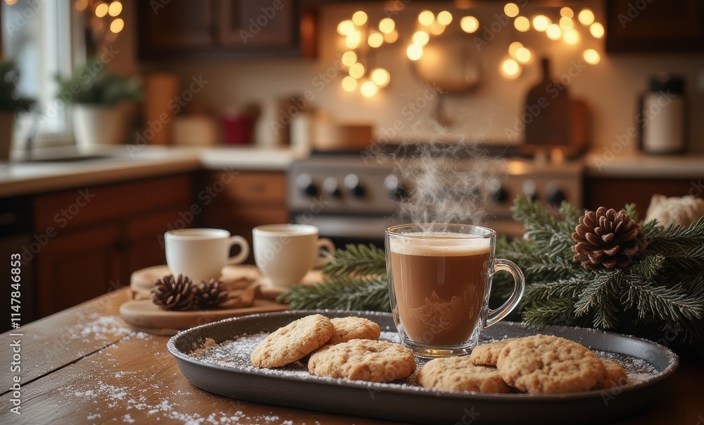 Warm cup of coffee with cookies Warm cup of coffee with cookies