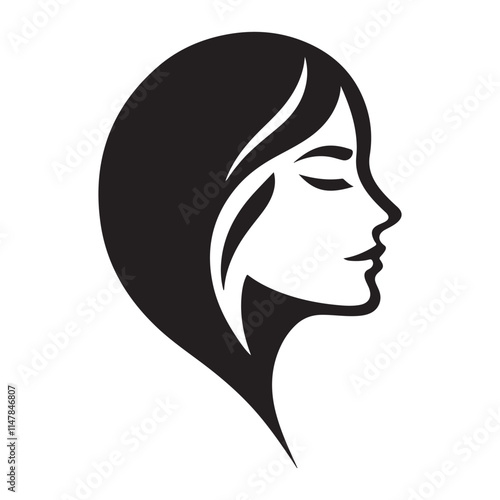 Minimalist black woman silhouette vector illustration for spa logo design