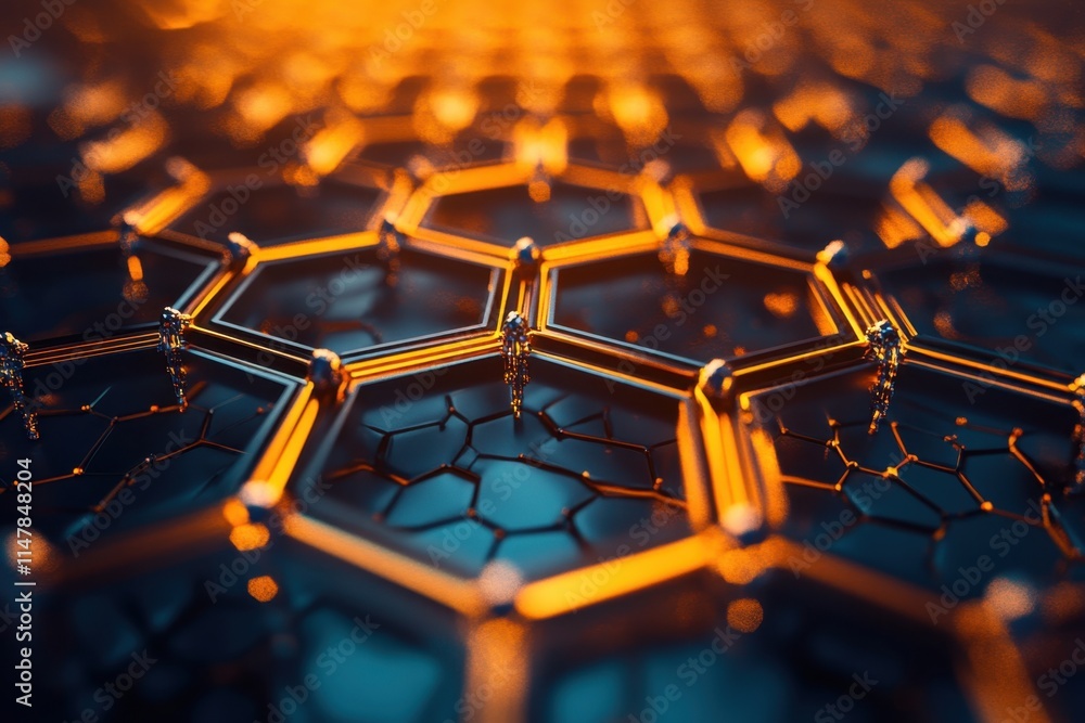 Fototapeta premium Advanced structure of a metallic mesh illustrating nanoscale design and innovation techniques