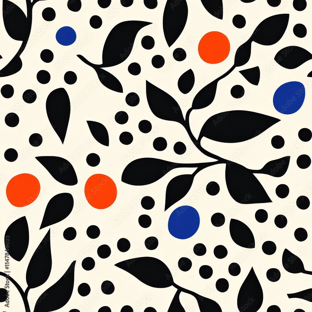 Fototapeta premium Bold Polka Dot Floral Pattern with Vibrant Colors