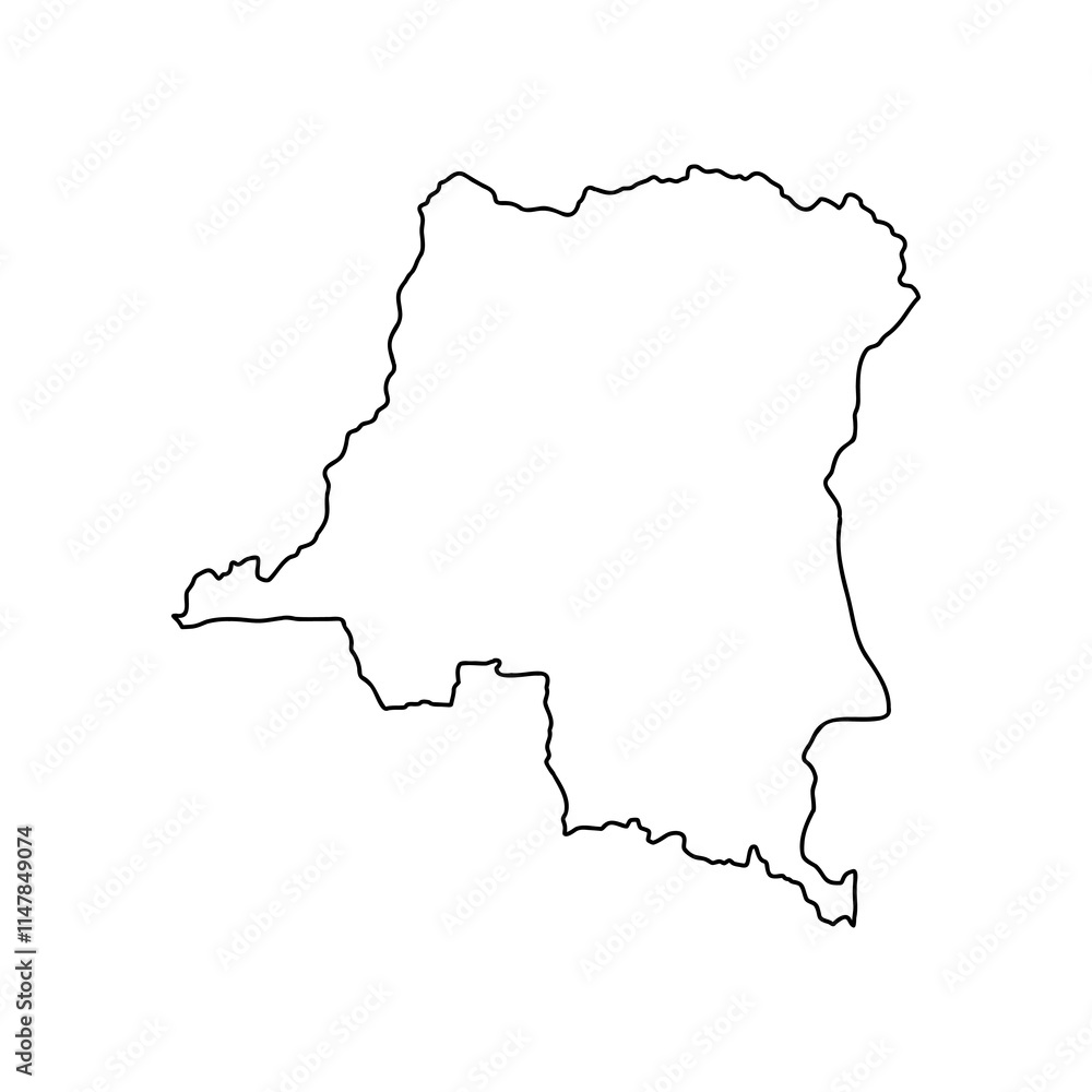 Democratic Republic of the Congo political map vector sketch illustration Democratic Republic of the Congo political map vector sketch illustration