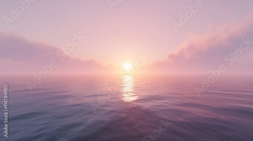 Tranquil Sunrise Over Calm Ocean with Gentle Pastel Hues