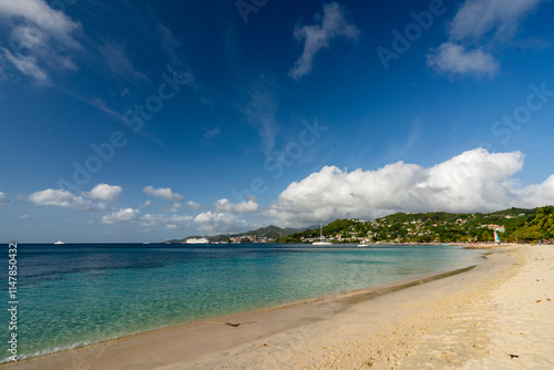 Fototapeta Naklejka Na Ścianę i Meble -  Grenada, Grande Anse - 5 February 2024 - The Caribbean beach of Grand Anse on a clear day