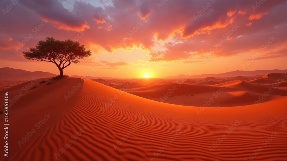 Breathtaking landscape of the Sahara Desert at sunset Breathtaking landscape of the Sahara Desert at sunset