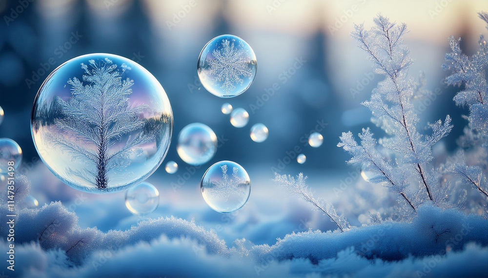 winter snow bubbles with snowfall winter background winter snow bubbles with snowfall winter background
