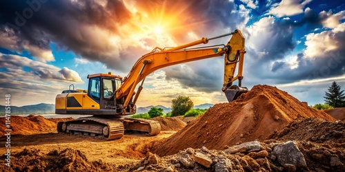 Wallpaper Mural Earthworks Excavation Logo Design: Candid Photography of Heavy Machinery & Dig Site Torontodigital.ca