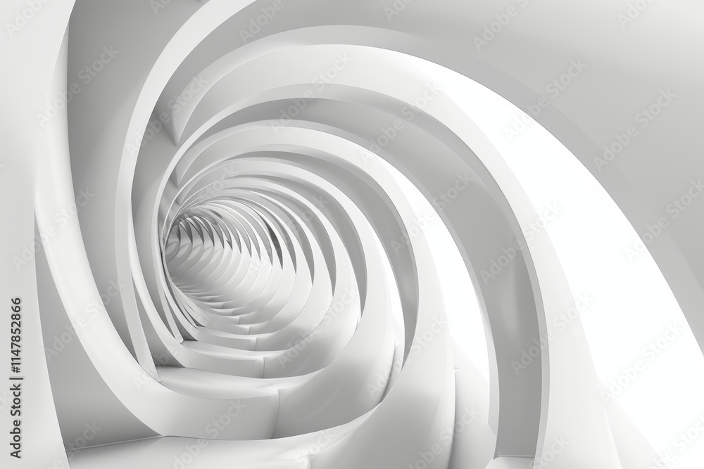 Fototapeta premium Abstract white spiral tunnel with a vanishing point. (1)