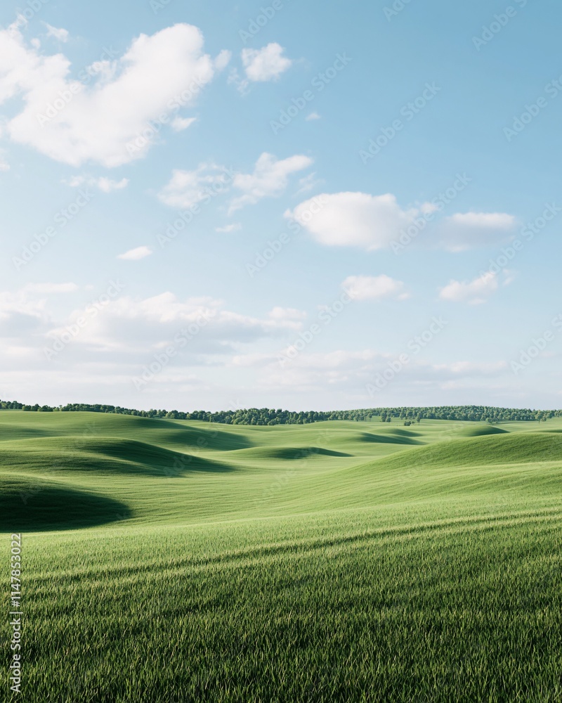 Naklejka premium Vibrant Rolling Hills with Clear Blue Sky