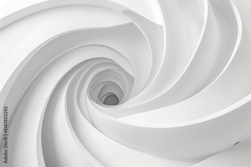 Fototapeta premium Abstract white spiral vortex tunnel.
