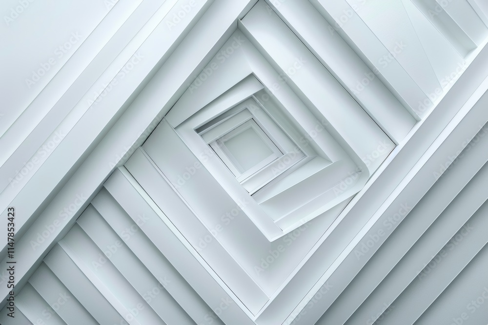 Obraz premium Abstract white square pattern creates a hypnotic perspective.