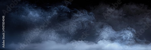 Realistic Dry Ice Smoke and Cloud Effects in Dark Background for Photography, Visual Art, and Graphic Design Projects