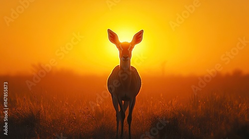 Antidorcas marsupialis, the springbok antelope, in its arid African home in Etocha National Park, Namibia photo