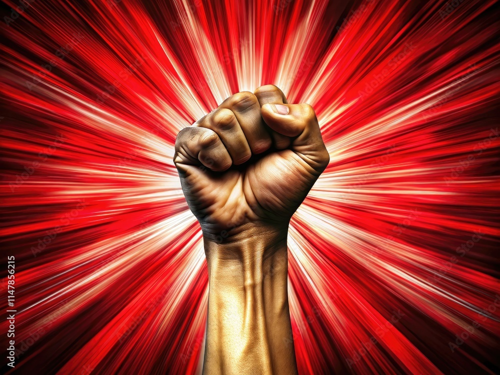 Abstract fist, a burst of red and white, commands attention in a perfectly balanced photograph. Abstract fist, a burst of red and white, commands attention in a perfectly balanced photograph.
