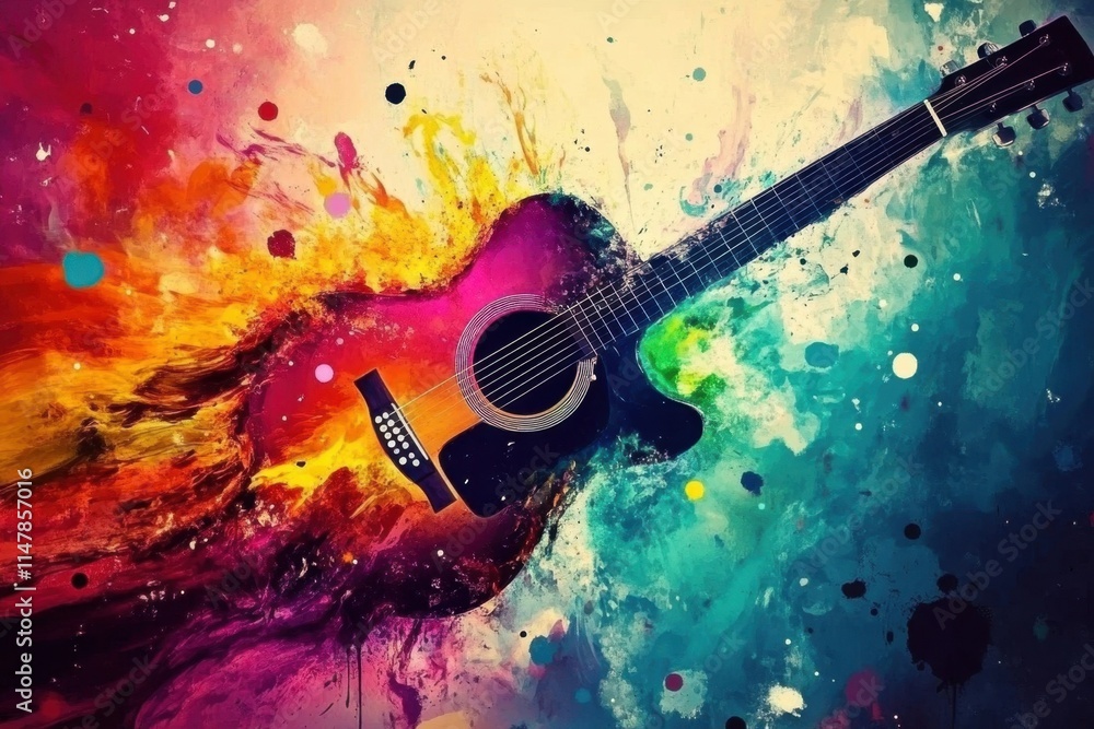 Naklejka premium Ignite your passion for music with a creative guitar performance.