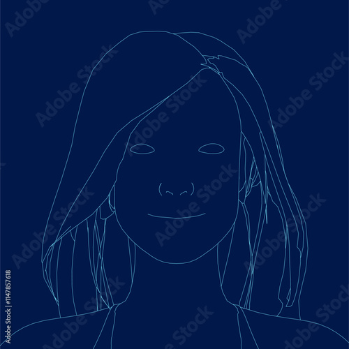 Girl with hair smile. vector isolated avatar