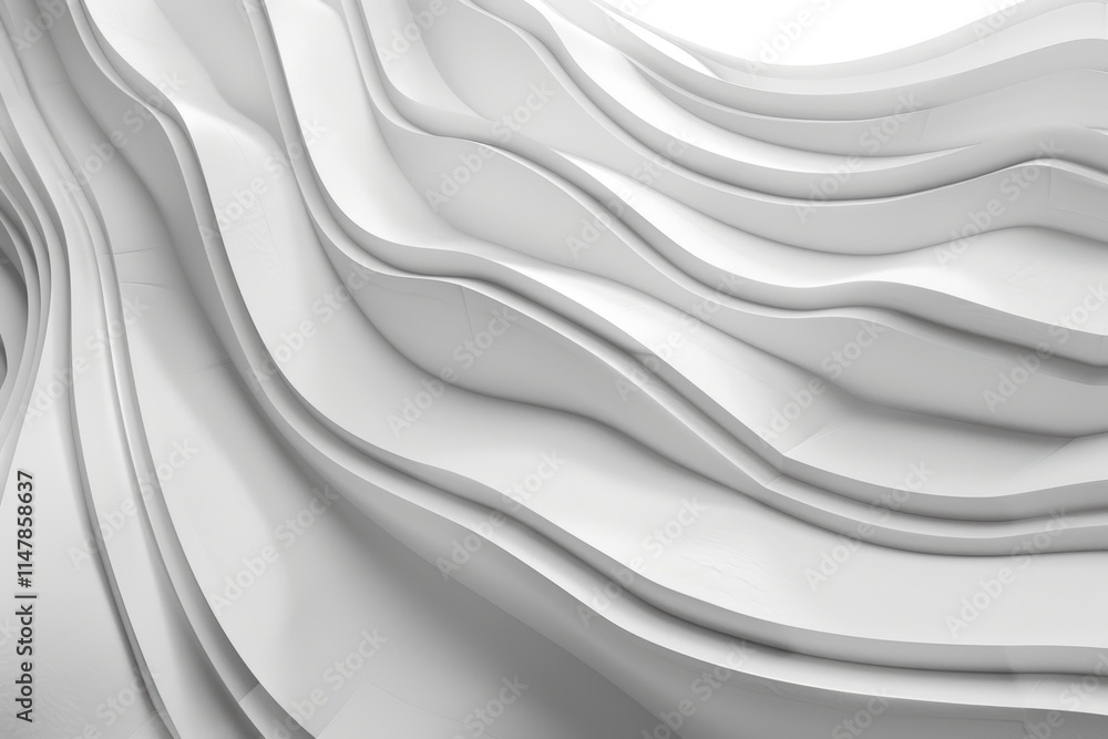 Obraz premium Abstract white wavy architectural facade.