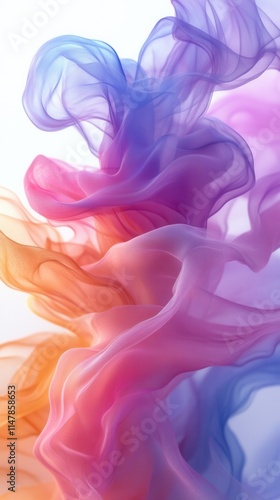 A vibrant swirl of colorful smoke or fabric, creating an abstract and dynamic visual effect.