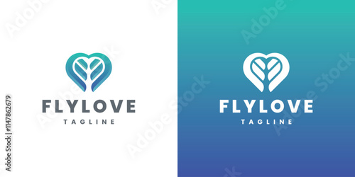 wings love logo vector