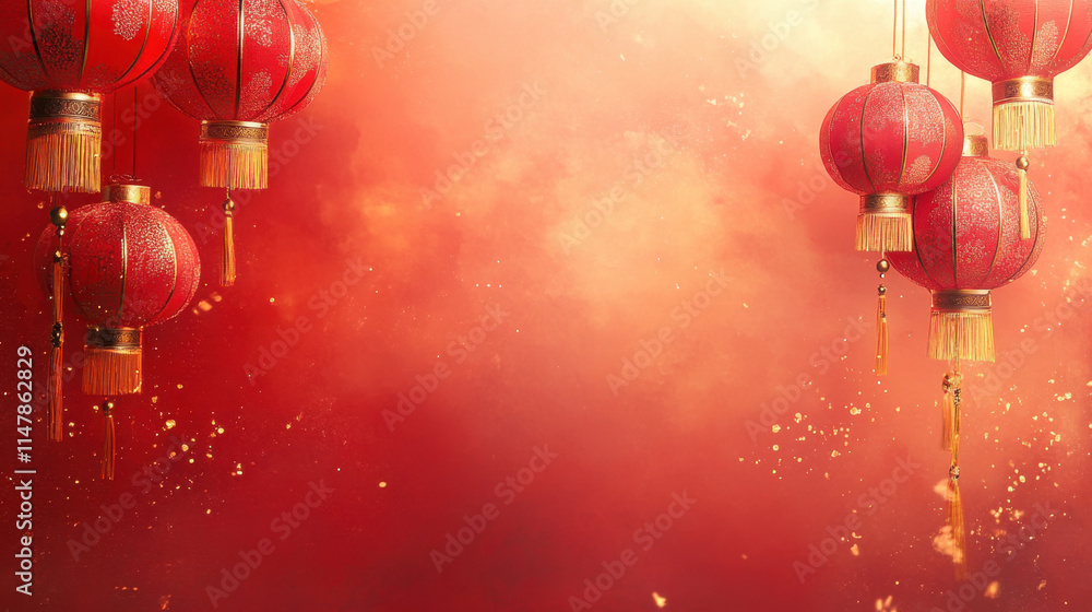 Celebrating Chinese New Year in China A Vibrant Red Lantern Festival Background Celebrating Chinese New Year in China A Vibrant Red Lantern Festival Background