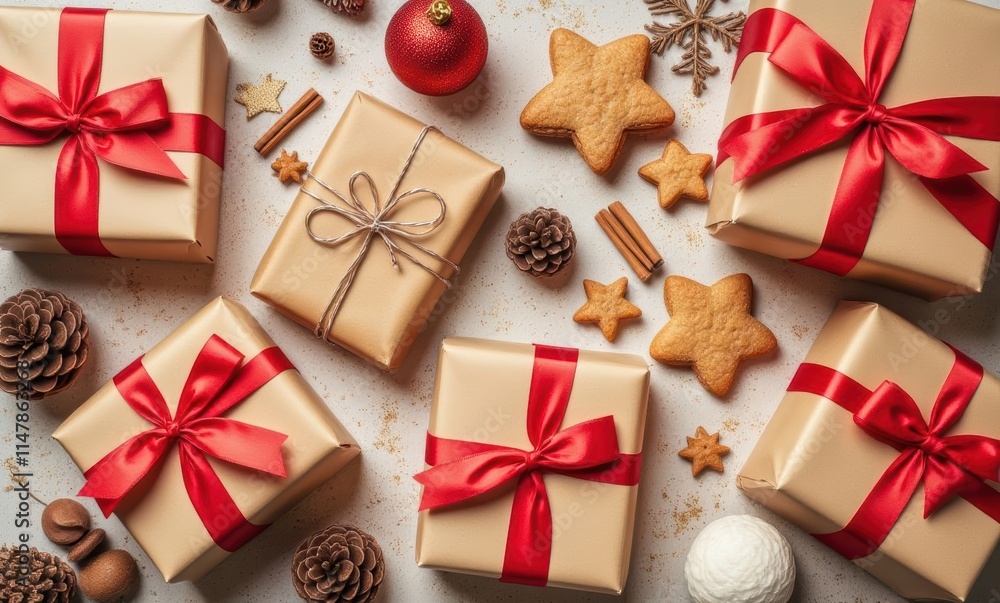 Festive holiday gifts with decorations Festive holiday gifts with decorations